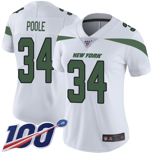 New York Jets Limited White Women Brian Poole Road Jersey NFL Football #34 100th Season Vapor Untouchable->new york jets->NFL Jersey